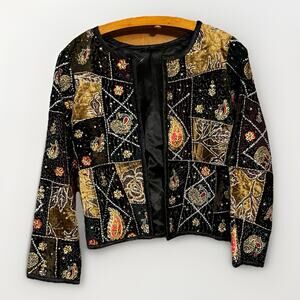 Vintage Velvet Patchwork Embroidered Jacket
